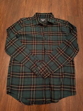 The Children's Place Green and Black Plaid Button-Down Shirt